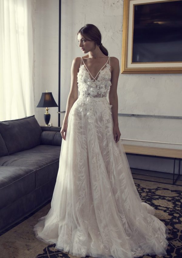 Riki Dalal Country Dresses Backless V Neck 3D Lace vestido de novia Vintage Boho Beach Wedding Dress Plus Size