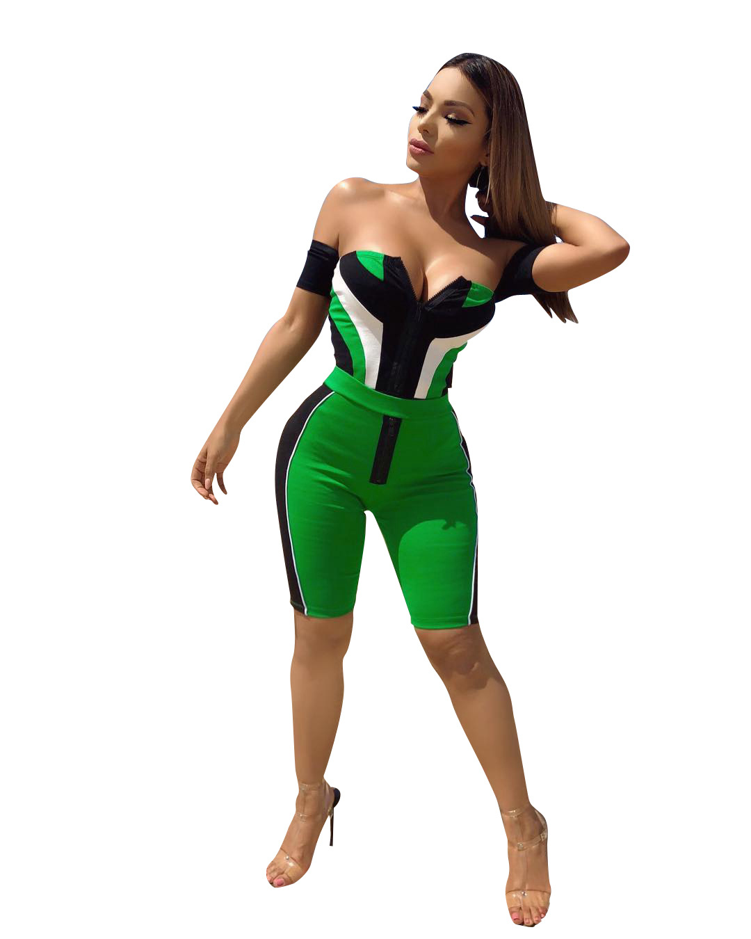 Women Summer Jumpsuit Shorts 2018 Elegant Rompers Overalls Summer Playsuit F0597 Green with Strip Ziper Off Shoulder
Women Summer Jumpsuit Shorts 2018 Elegant Rompers Overalls Summer Playsuit F0597 Green with Strip Ziper Off Shoulder