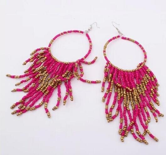 Vintage Bohemia Handmade Beaded Earrings Multilayer Tassels Bead Long Dangle Earrings Fashion Femal Jewelry Gift for Women Fashion