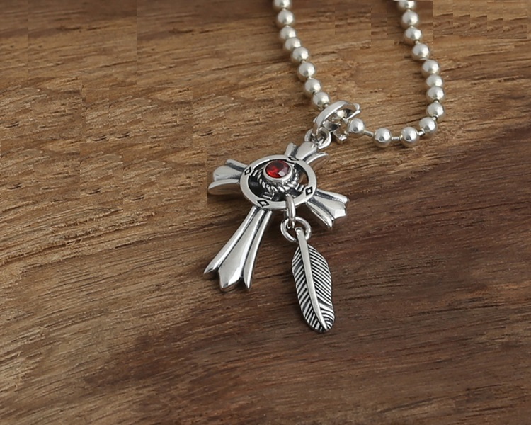 2018 new 925 sterling silver fashion jewelry vintage brand antique silver hand-made designer crosses feather pendants men