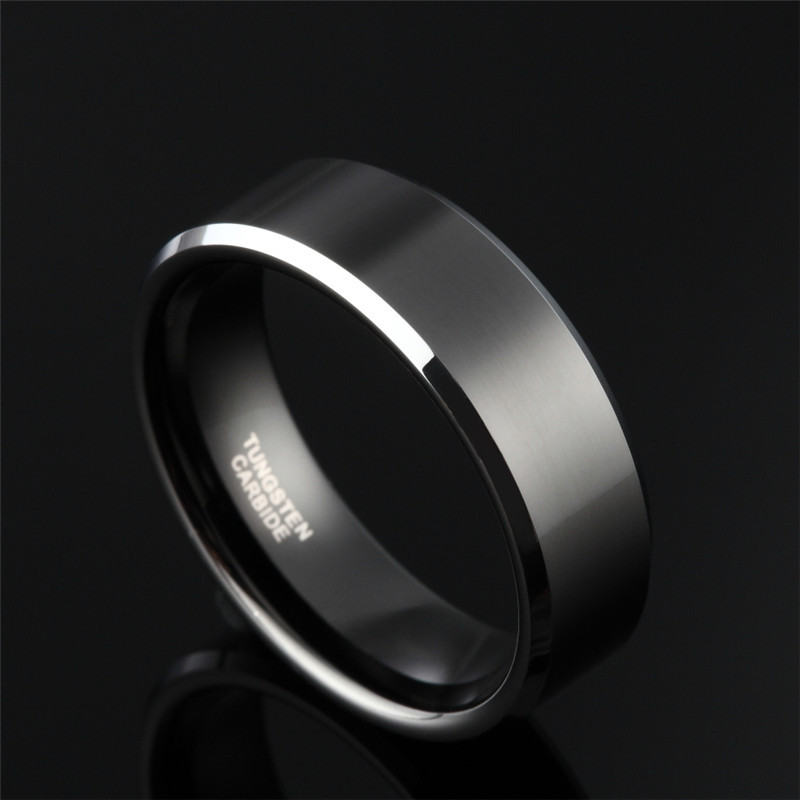 Somen Ring Men 8mm Black Tungsten Carbide Ring Polished Flat Wedding Band Engagement Rings Friends Gift Jewelry anel masculino S18101607