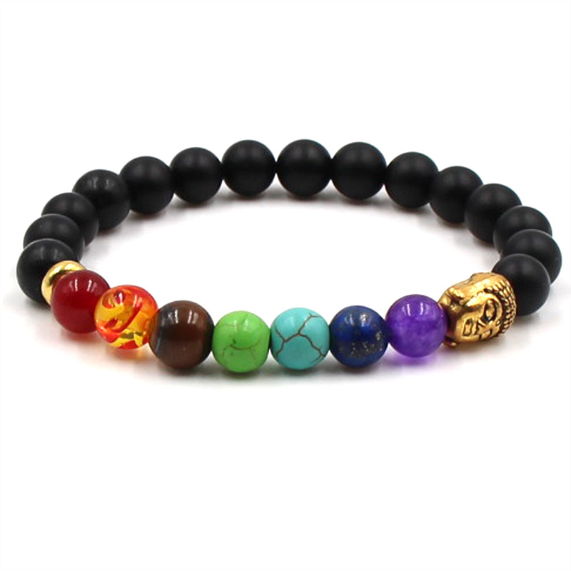 Chakra Bracelet Men Black Lava Healing Balance Beads Reiki Buddha Prayer Natural Stone Yoga Bracelet For Women Lava Bracelet