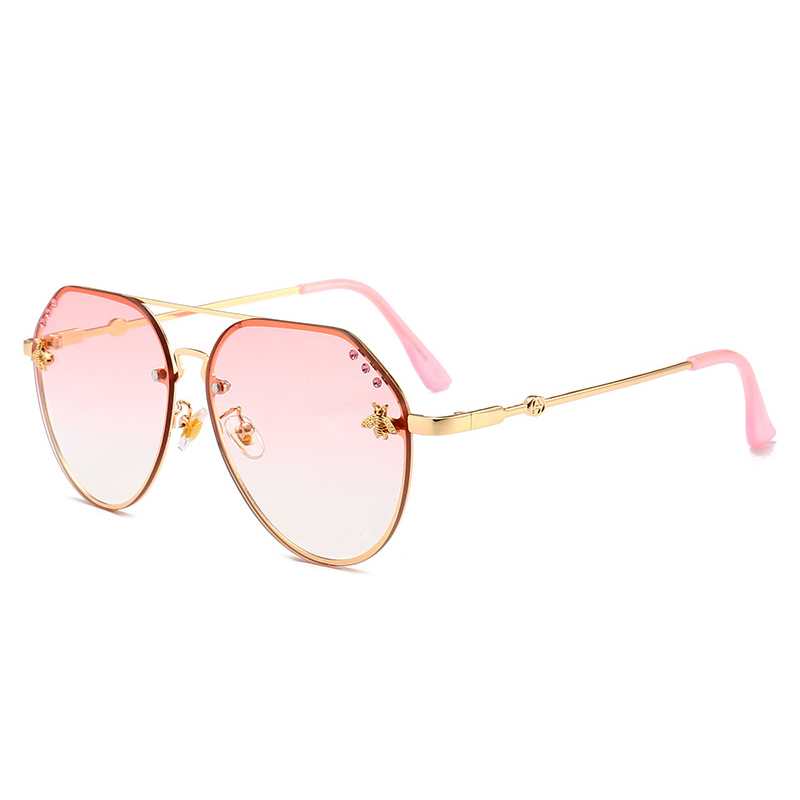 HBK Pilot Oversized Diamond Bees Fashion Sunglasses UV400 Ocean Lens Plastic Trendy Pink Purple Black Exquisite Sun Glasses De