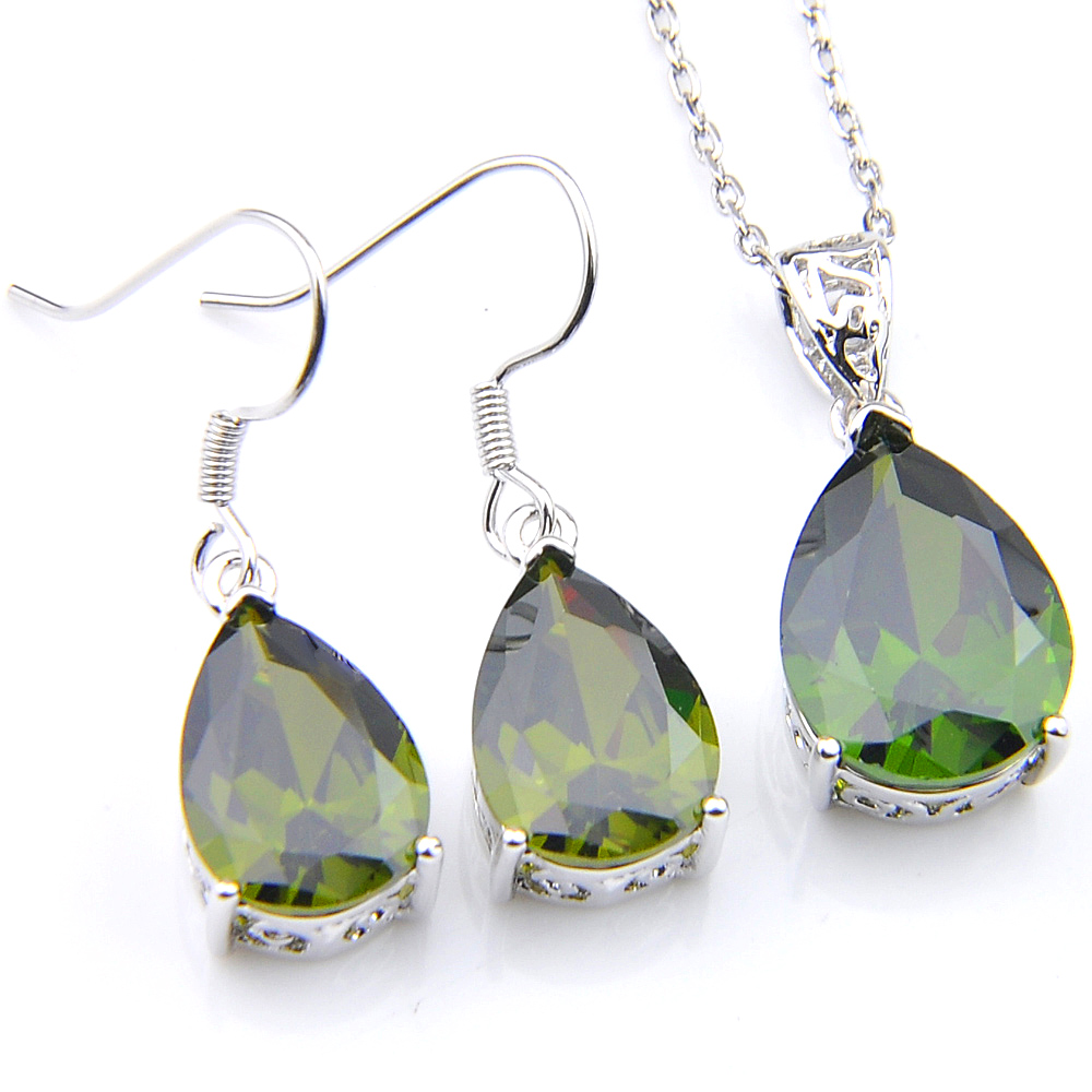 LuckyShine 5 Sets Water Drop Peridot Crystal Zircon Earrings Pendant Silver Necklace Women Fashion Wedding Sets FREE SHIPPIN, Olive green
LuckyShine 5 Sets Water Drop Peridot Crystal Zircon Earrings Pendant Silver Necklace Women Fashion Wedding Sets FREE SHIPPIN, Olive green