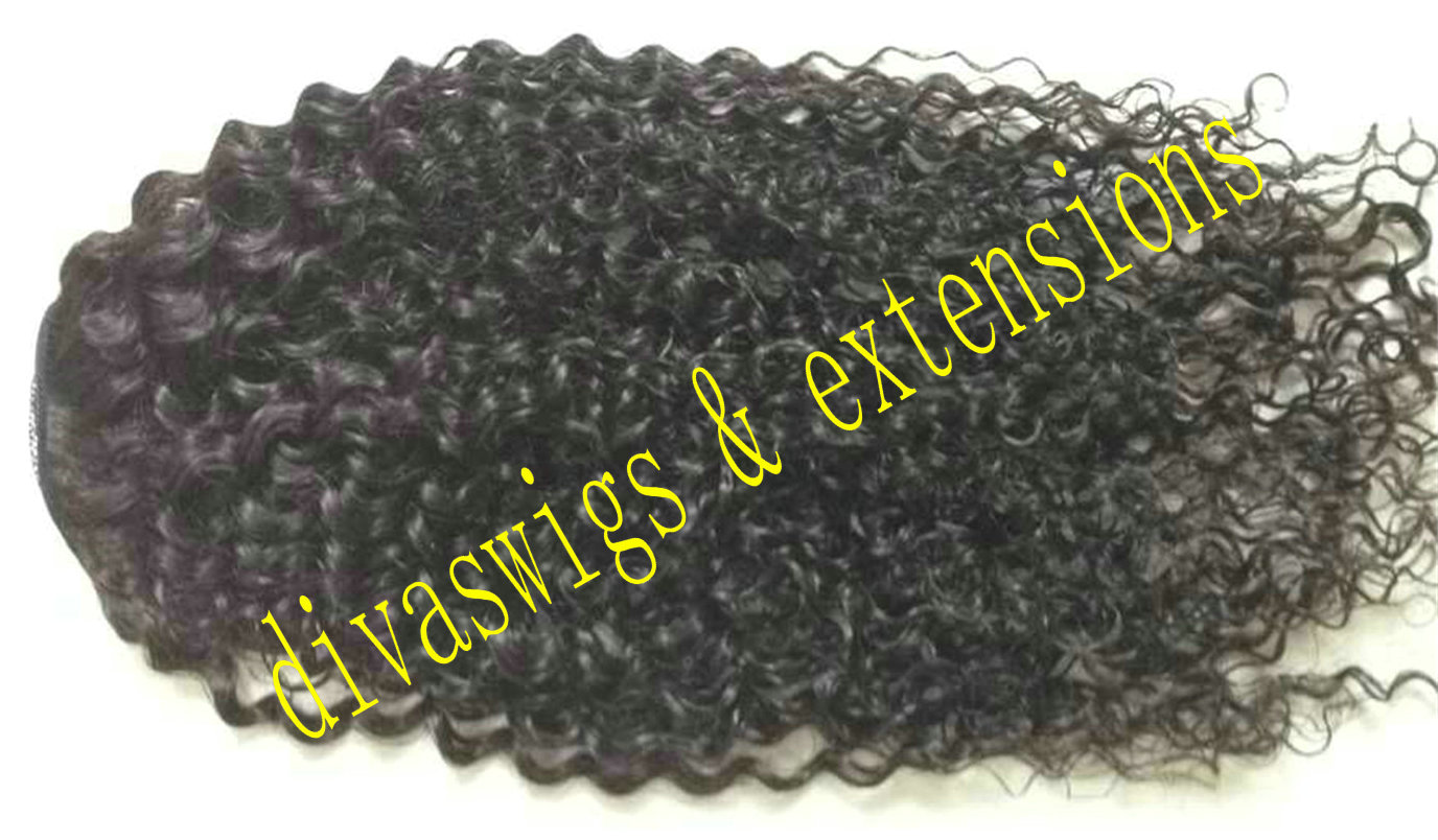 Ciara long Natural curly human hair ponytail hairpiece 1b clip drawstring kinky curly ponytail extension women high ponytail hair topper