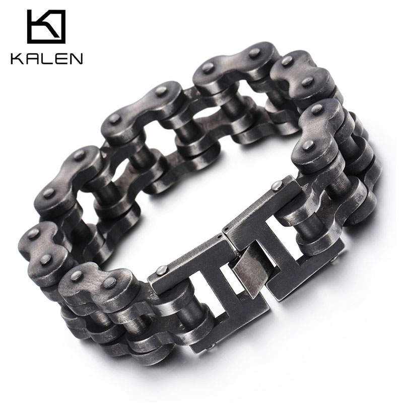 Bracelet 230MM 3 Size New Brushed Bike Chain Oxidized Dark Bicycle Chain Men Bracelet Fashion Male 316L Stainless Steel Hand Chain KALEN
Bracelet 230MM 3 Size New Brushed Bike Chain Oxidized Dark Bicycle Chain Men Bracelet Fashion Male 316L Stainless Steel Hand Chain KALEN