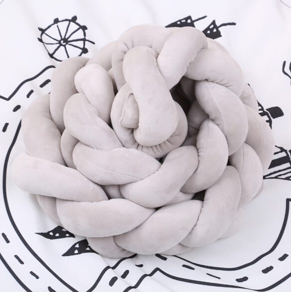 Weaving Strip Knotted Ball Pillow Baby Bed Bumper Decorative Cushions Nordic Style Handmade Children Room Kids Stuffed Toys