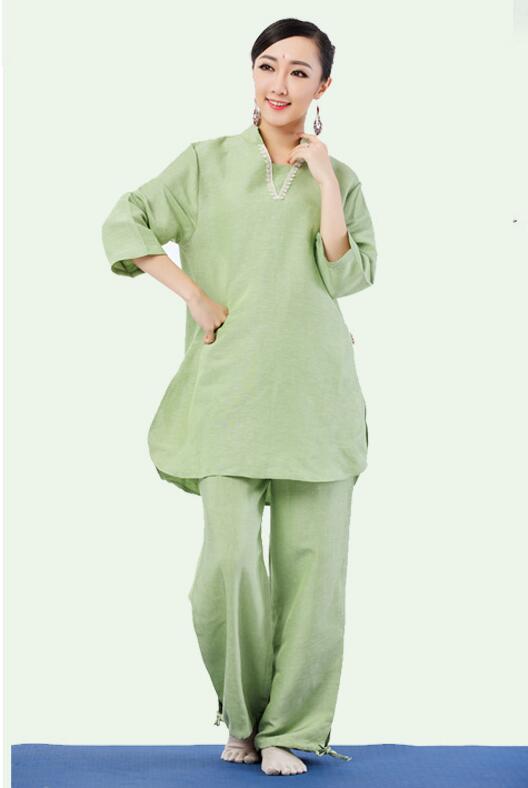 High quality Cotton linen Made India style yoga suits Top + Pants relaxed exercise uniform Buddhist sit in meditation Clothing