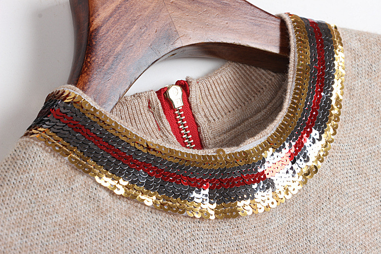 917 2018 Autumn Pullover Regular Crew Neck Panelled Brand Same Style Sweater Sequins Fashion Sweater dl