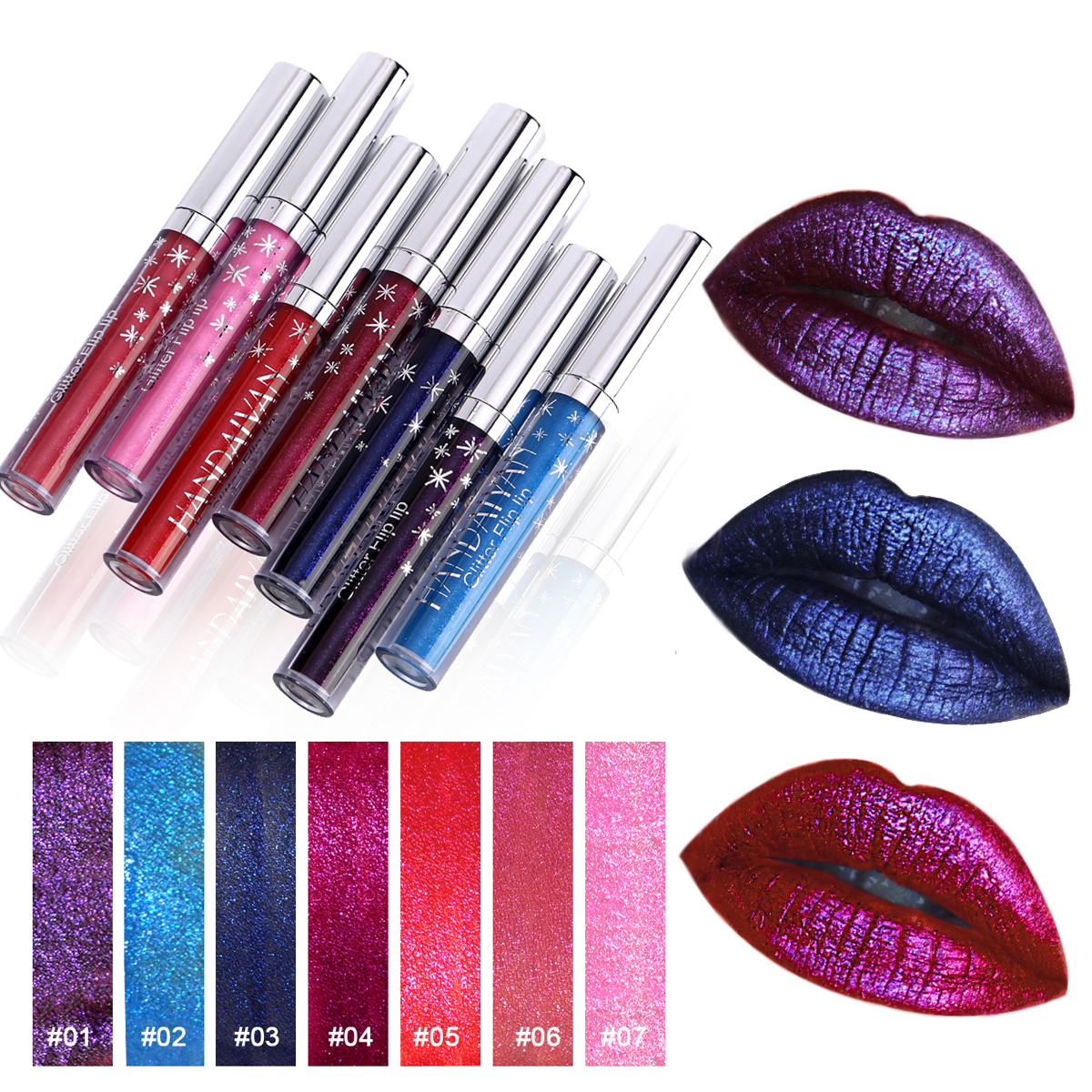 New 7-color HANDAIYAN Diamond Pearlescent Lipstick Non-stick Cup Mermaid She Flashing Lipstick Lip Gloss Cross-sale Sale Like Hot Cake, Customize
New 7-color HANDAIYAN Diamond Pearlescent Lipstick Non-stick Cup Mermaid She Flashing Lipstick Lip Gloss Cross-sale Sale Like Hot Cake, Customize