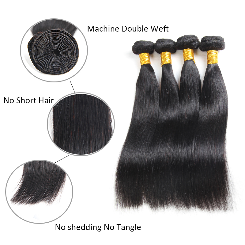 8A Straight Brazilian Human Hair 4 Bundles with Closure Body Deep Water Wave Virgin Hair Bundles with Lace Frontal Kinky Curly Extensions