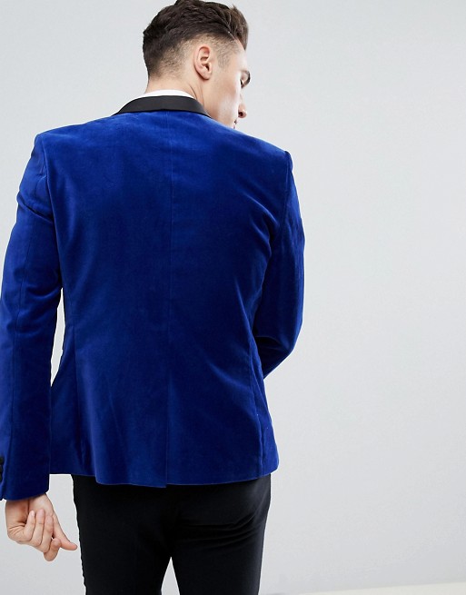 Royal Blue Veet Mens Suits Slim Fit One Button Plus Size Groomsmen Wedding Tuxedos For Men Blazers Shawl Lapel Prom Suit (Jacket+Pants)