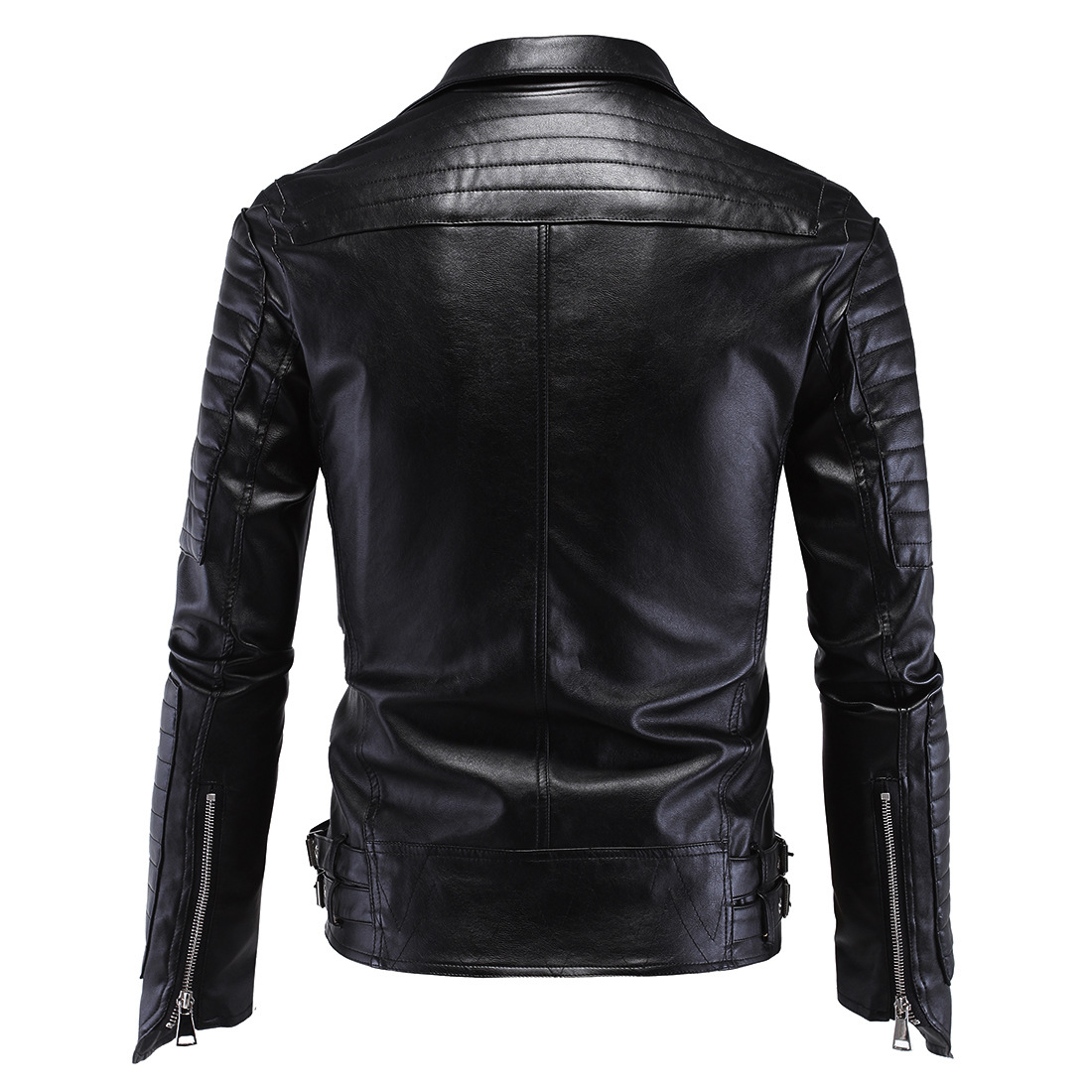 Men PU Leather Biker Streetwear Winter Male Punk Style Jacket With Skull Buttons Zippers Asian Size M-5Xl