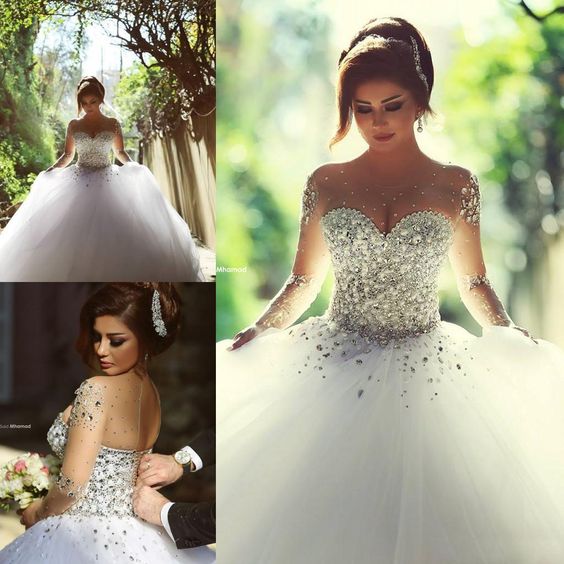 Ball Gown Wedding Dresses For Bride Said Mhamad 2019 Chic Bridal Gowns Long Sleeve Lace Up Beads robe de mariage vestido de noiva, Silver
Ball Gown Wedding Dresses For Bride Said Mhamad 2019 Chic Bridal Gowns Long Sleeve Lace Up Beads robe de mariage vestido de noiva, Silver