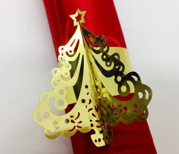 Paper Napkin Rings Serviette Rings Napkin Holder West Dinner Towel Napkin Ring Snowflake Bell Christmas Tree Party Decoration