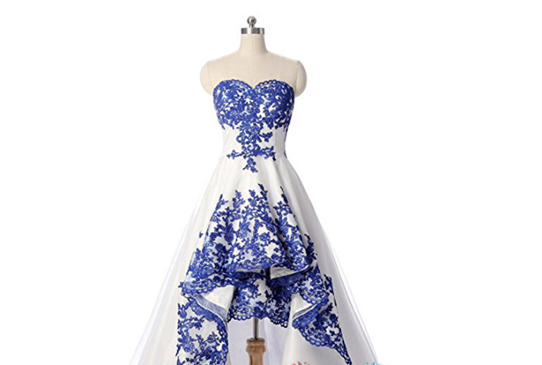 2018 New Cheap Stock Blue Evening Dresses Appliques Beaded Formal Prom Party Celebrity Gowns QC1152