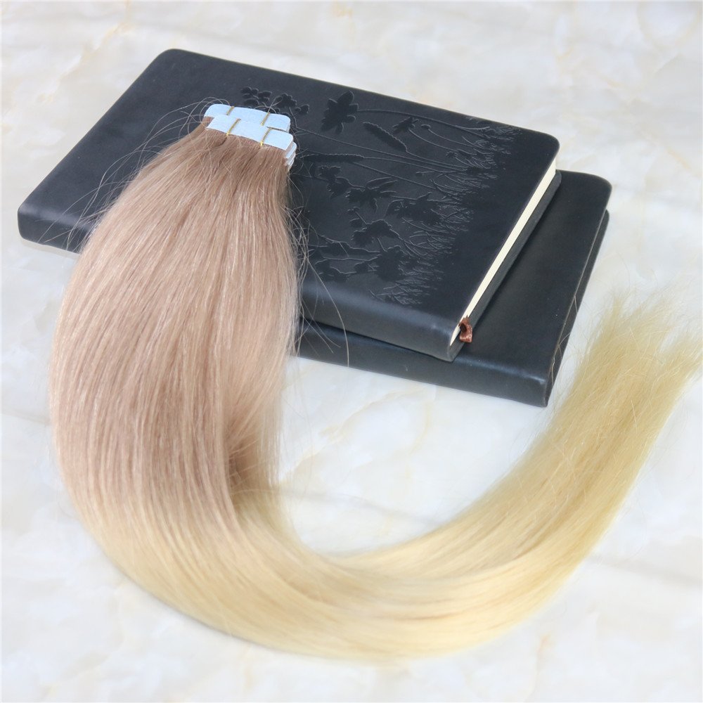 Glue in Colored Extensions Full Head Two Tone Ombre Hair Extensions Dip Dye Hair Color #18 Dark Ash Blonde to #613 20Pcs 50G