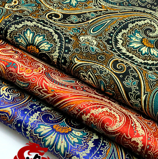 Ancient Costume Chinese Clothing Dress Baby Clothes Kimono Damask Fabrics COS Silk Cloth Printed Peacock Tail Satin Fabric