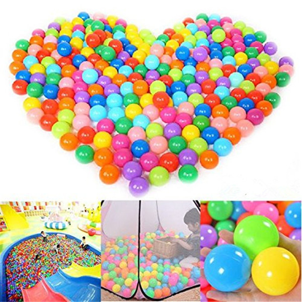 100pcs Colorful Fun Balls Soft Plastic Ball Pit Balls Baby Kids Tent Swim Toys Ball 55CM Colours