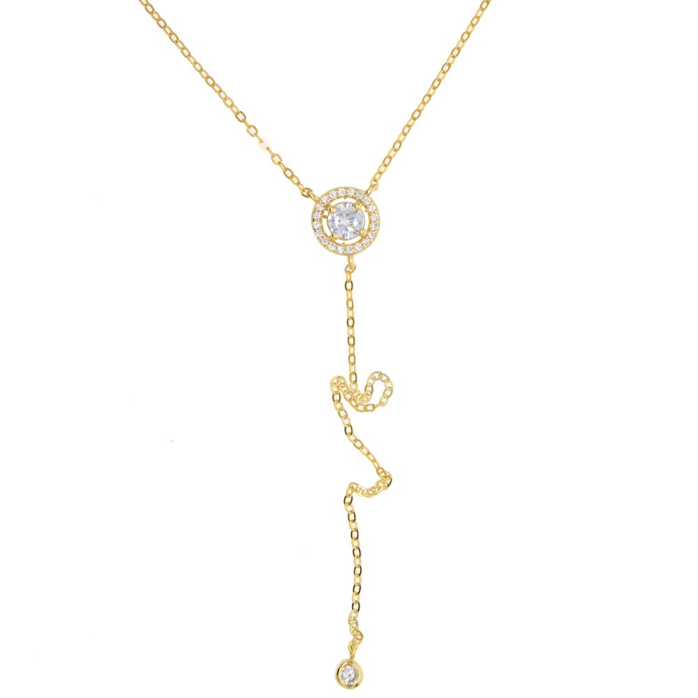 Y lariat necklace 925 sterling silver OL Ladies gift jewelry high quality cz diamond sparking bling minimal fashion silver long chain