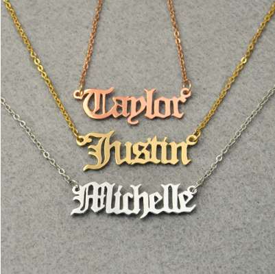 Personalized Name Necklace Jewelry Silver Rose Gold Customized Nameplate Gothic Choker Custom Old English Style Name Necklace
Personalized Name Necklace Jewelry Silver Rose Gold Customized Nameplate Gothic Choker Custom Old English Style Name Necklace