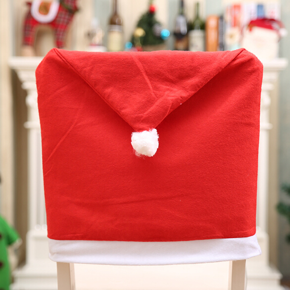 Santa Claus Hat Chair Covers Christmas Chair Back Cover Xmas Decoration for Wedding