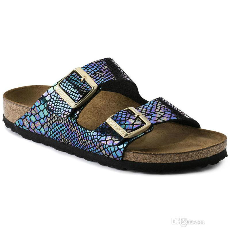 Brand Arizona Flat Sandals Women Casual Shoes Male Buckle Summer Beach Top Quality Genuine Leather Slippers With Orignal Box