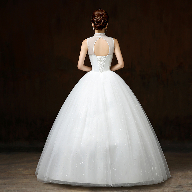 100% Real Photo Customizd 2017 New Style Lace Wedding Dress Korean Style Simple Chinese High Wedding Gowns vestido de noiva