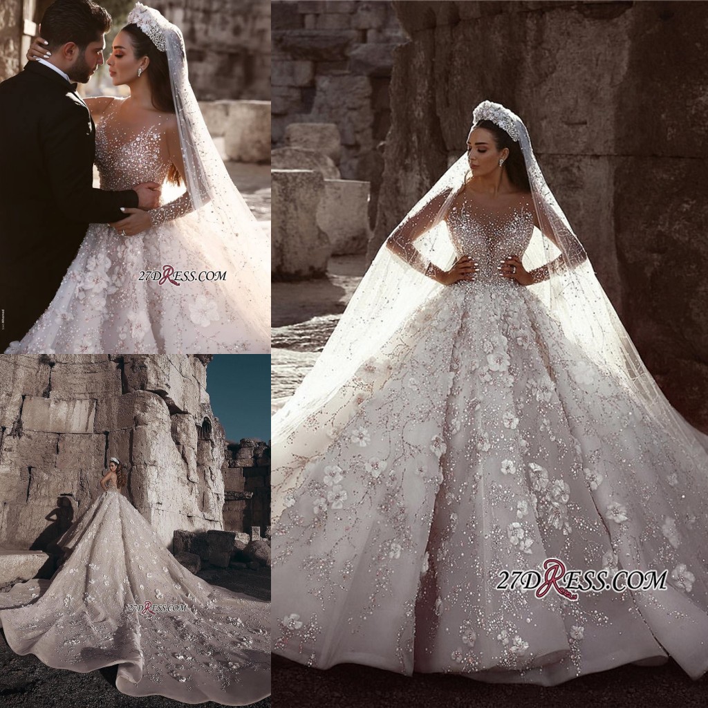 Elegant 2024 Long Sleeve Zipper Back Wedding Dresses with wers & Crystals