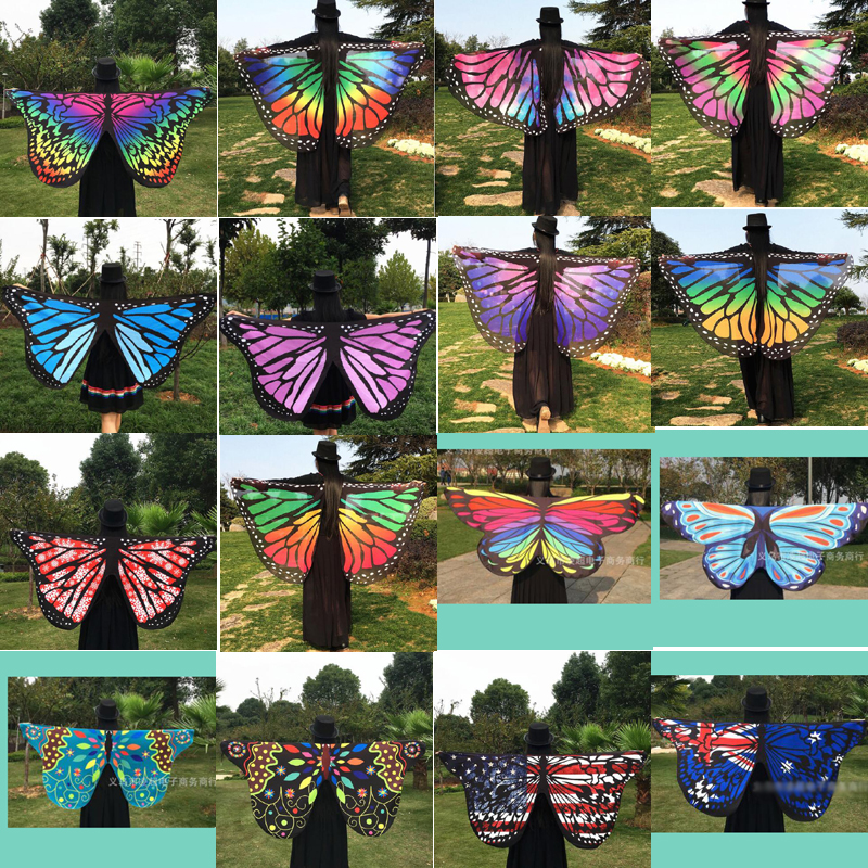 

Women Scarf Pashmina Butterfly Wing Cape Peacock Shawl Wrap Gifts Cute Novelty Print Scarves Pashminas 18 colors, Multi