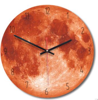 Moon Wall Clock Planet Circular Wall Hanging Clock Acrylic Wooden Clocks For Living Room Home Decoration
