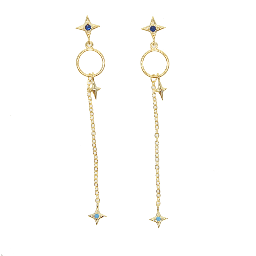 2018 Christmas gift fashion jewelry northstar charm long tassel chain elegance women jewelry star design Modern women chain earring