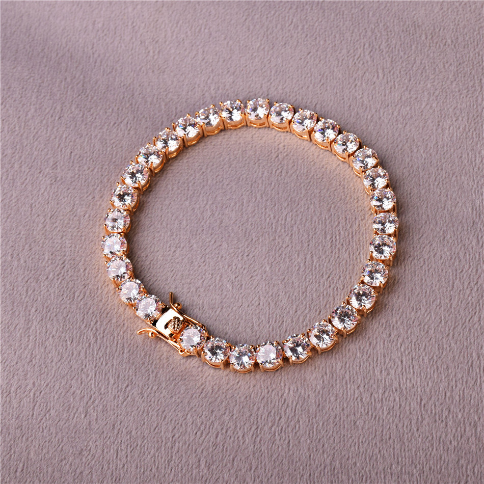 3mm 4mm Mens Double A Cubic Zirconia Tennis Bracelet Chain Hip Hop Jewelry Iced Out Finish 1 Row Sliver Gold CZ Bracelet Link