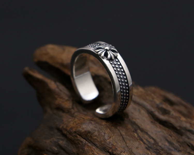 Brand new 925 sterling silver designer jewelry vintage American Europe style open band ring gift for men and women cross shape adjustable