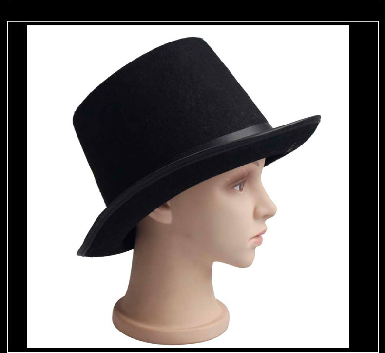 Retro classic Black Top Hat Magic hat Abraham lincoln hats Masquerade Party dress up halloween Accessory tall black felt hat for men women