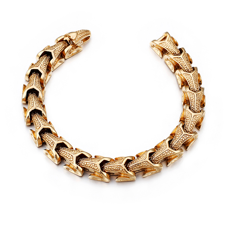 Snake Pattern Stainless Steel Bracelet Fashion Colorful Men's Ancient Silver Thick Heavy Hip Hop Rock Bangle Jewelry
