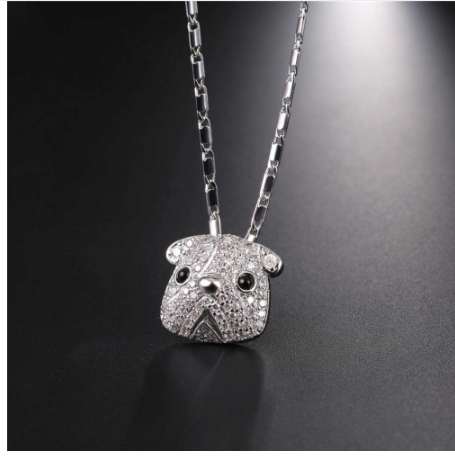 U7 Gold/ Silver Color Full Crystal Cute Pug Dog Pendant Necklace For Women Cubic Zirconia Bull Dog Animal Hip Hop Jewelry P1100