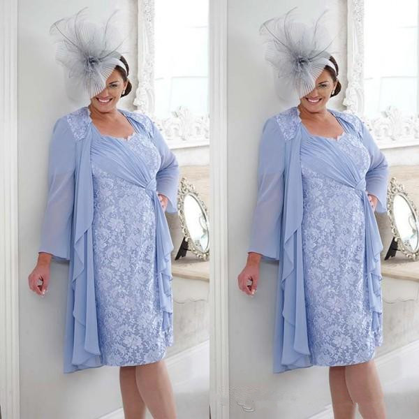 Light Blue Short Plus Size Mother of the Bride Dress with Jacket Lace Chiffon Knee Length Formal Occassion Dress Wedding Guest
Light Blue Short Plus Size Mother of the Bride Dress with Jacket Lace Chiffon Knee Length Formal Occassion Dress Wedding Guest