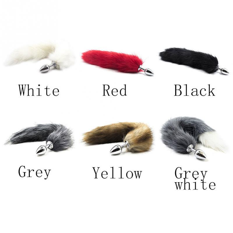 Fox Tail Anal Plug In Adult Games , Stainless steel Anal Pleasure Bead Butt Plug Stimulator Sex Products Flirt Toys For Women S18101309