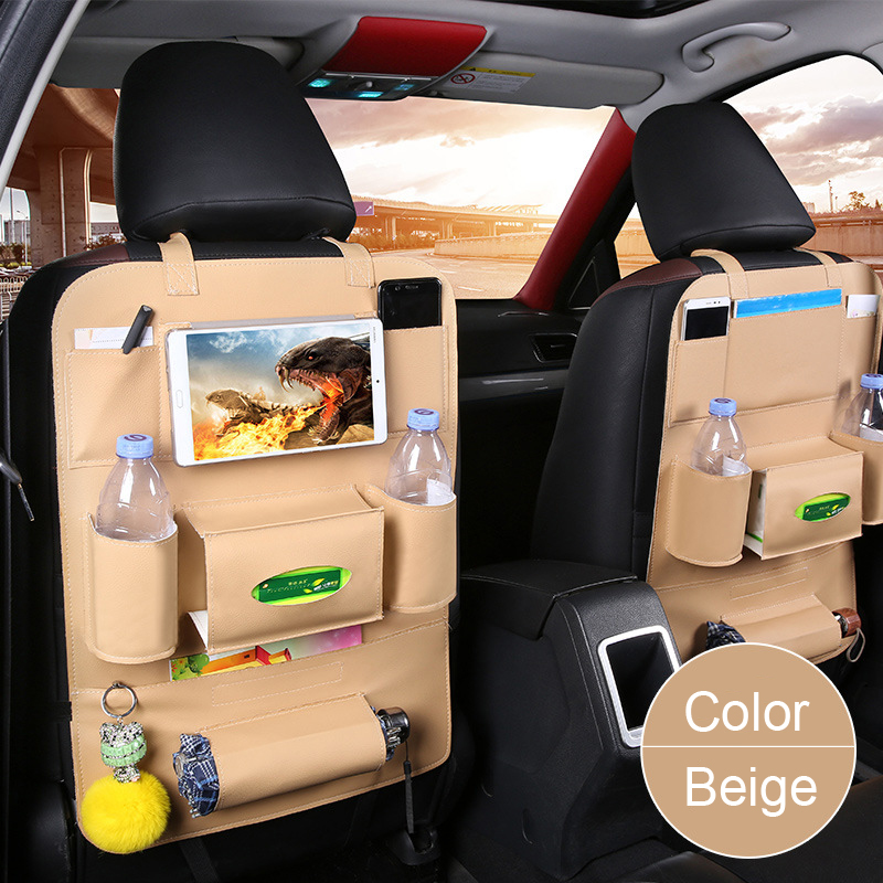 Car Back Seat Organizer Multi-function Beverage Storage Bag Stowing Tidying Tablet Phone Holder Container Interior Accessories