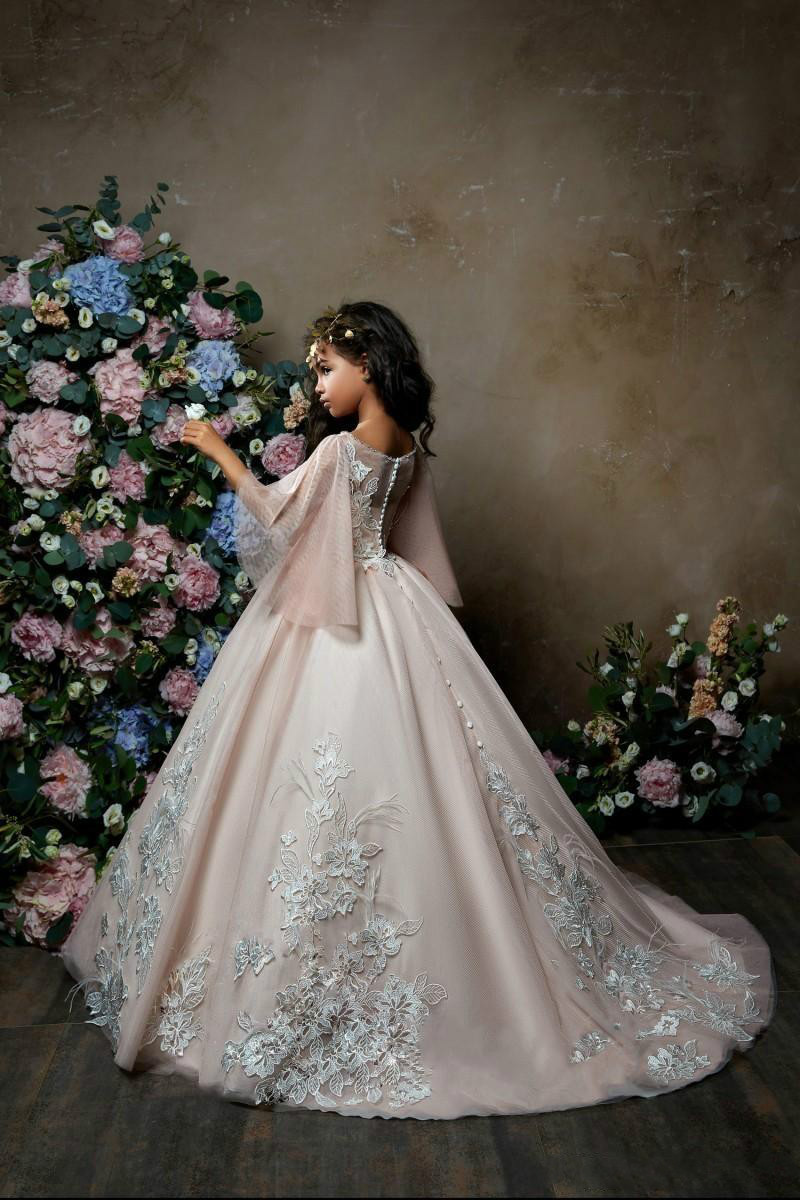 Lace Trendy Puffy Wer For Wedding Short Sleeve Tulle Long Pageant Organza First Communion Dress Girls Party Gowns