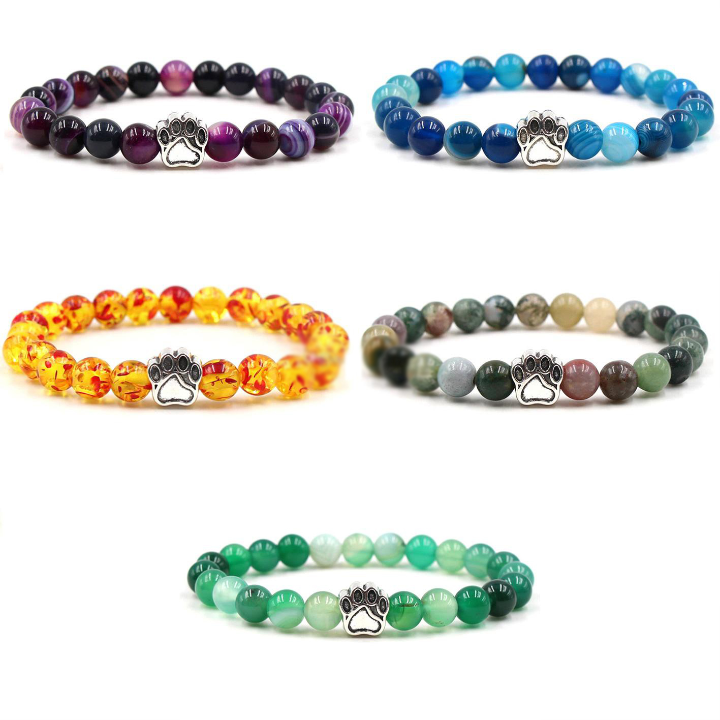 7 Colors Dog Paw Stone Beads Bracelet Purple Blue Striped Agate Stone Bracelet for Men Women Stretch Jewelry
7 Colors Dog Paw Stone Beads Bracelet Purple Blue Striped Agate Stone Bracelet for Men Women Stretch Jewelry