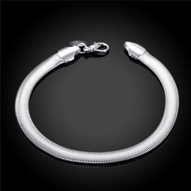 Flat soft bone Bracelet - male sterling silver plated bracelet ; Brand new men and women 925 silver bracelet SPB164