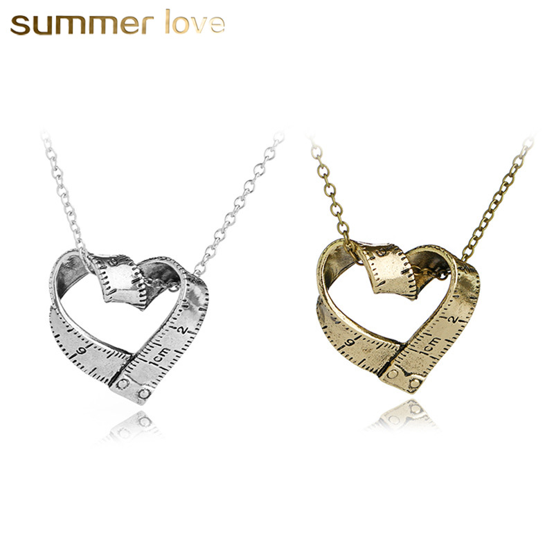 Measure Necklace Rotating Heart-shaped Twisted Ruler Pendant Necklace Antique Silver Gold Colors Jewelry Gift For Teacher Student
Measure Necklace Rotating Heart-shaped Twisted Ruler Pendant Necklace Antique Silver Gold Colors Jewelry Gift For Teacher Student