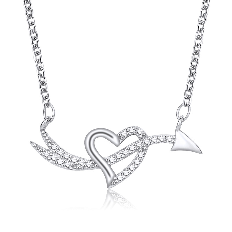 Heart Pendant Necklace S925 Silver Plated Rhinestone Diamonds Fashion Classic Valentine Christmas Gift Jewelry