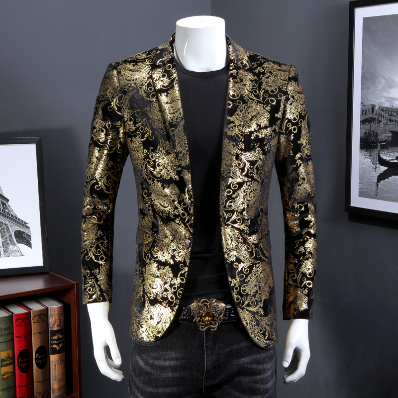 Trendy Groom's Casual Jacket & Suit Set for Weddings - European Design in Gold (Size 5XL Included)
