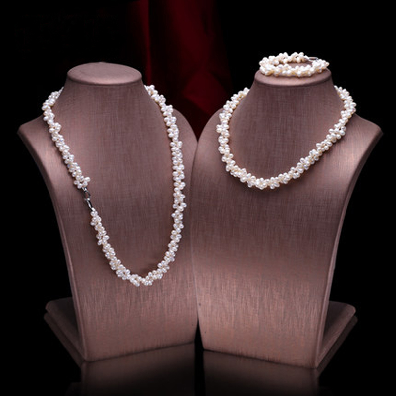 Freshwater pearl necklace jewelry sets for women,fashion real pearl necklace bracelet jewelry sets drop shipping fine gift