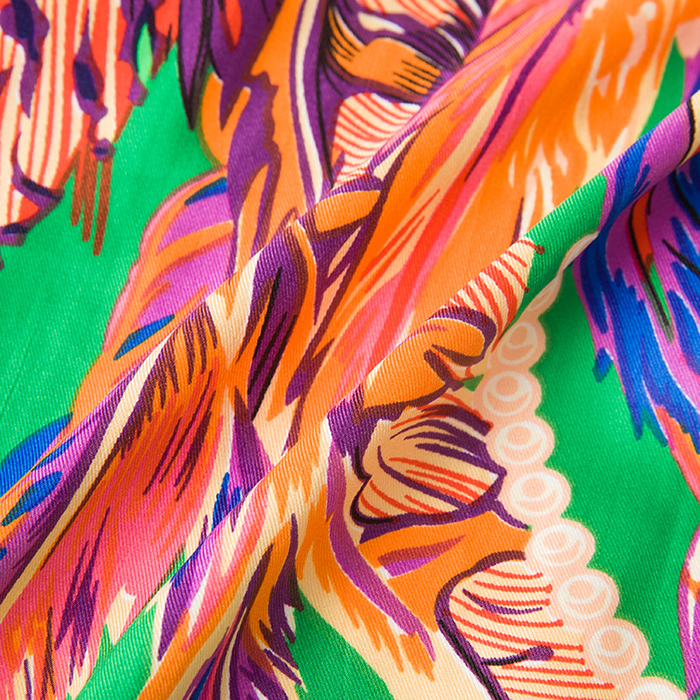 Ethnic Feather Square Print Scarf For Women New Indios Shawl Foulard Femme Echarpe En Soie Green Large Silk Twill Scarfs Dropshipping