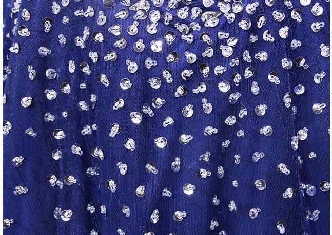 Fancy Royal Blue Ball Gown Prom Dresses Real Pictures Shining Sequins BeadsLace-up Back Evening Dresses Stuning Sequins