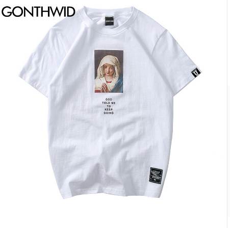 GONTHWID 2018 Men's Virgin Mary Printed Short Sleeve T Shirts Summer Casual Cotton Hip Hopo Tops Tees Fashion Streetwear Tshirts
GONTHWID 2018 Men's Virgin Mary Printed Short Sleeve T Shirts Summer Casual Cotton Hip Hopo Tops Tees Fashion Streetwear Tshirts